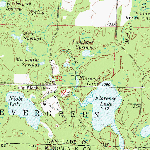 Topographic Map of McGee Creek, WI