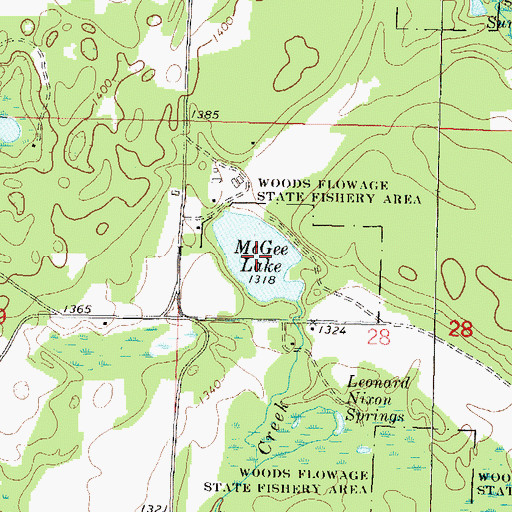 Topographic Map of McGee Lake, WI