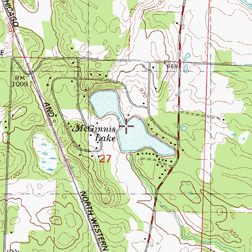 Topographic Map of McGinnis Lake, WI