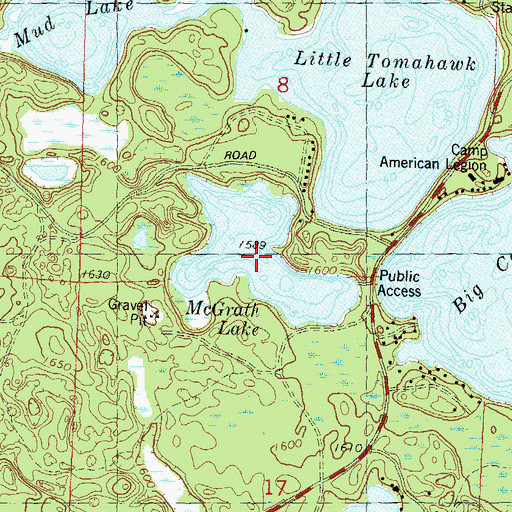 Topographic Map of McGrath Lake, WI