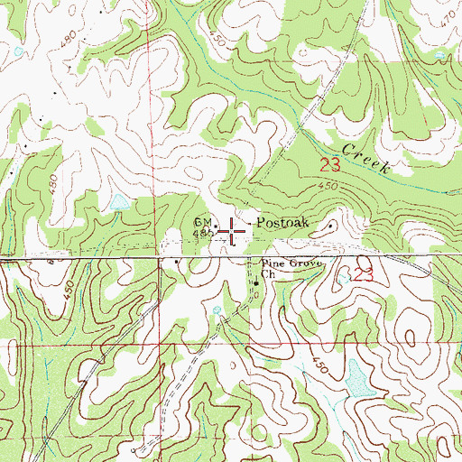 Topographic Map of Postoak, AL