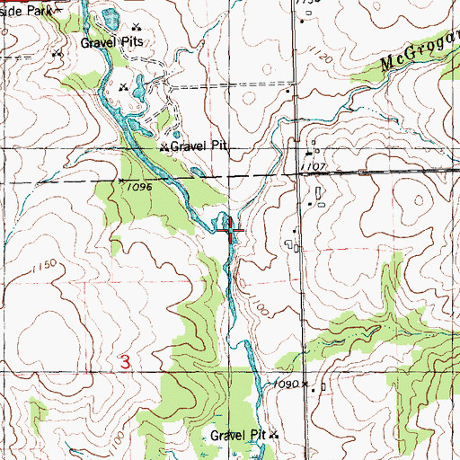 Topographic Map of McGrogan Creek, WI