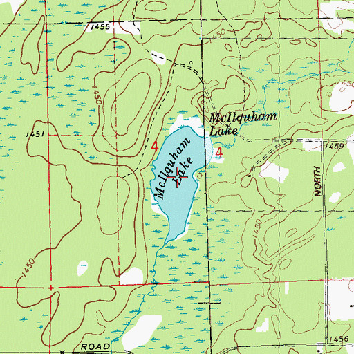Topographic Map of McIlquham Lake, WI
