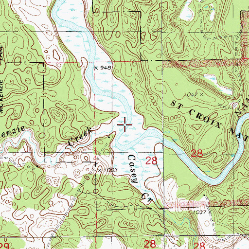 Topographic Map of McKenzie Creek, WI
