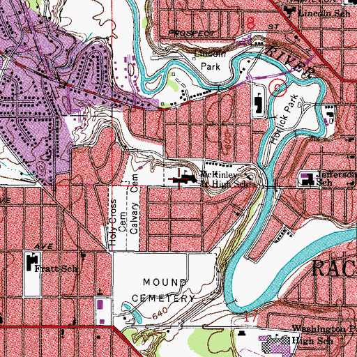 Topographic Map of McKinley Middle School, WI
