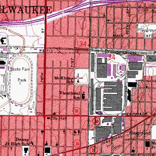 Topographic Map of McKinley School, WI