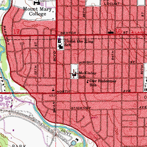 Topographic Map of McKinley Elementary School, WI