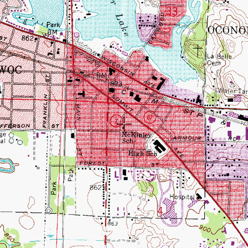 Topographic Map of McKinley School, WI