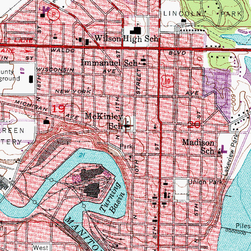 Topographic Map of McKinley Academy, WI