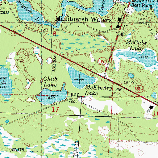 Topographic Map of McKinney Lake, WI