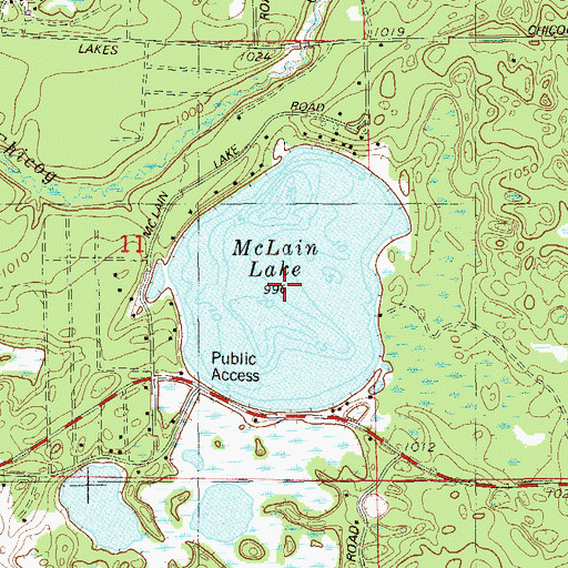 Topographic Map of McLain Lake, WI