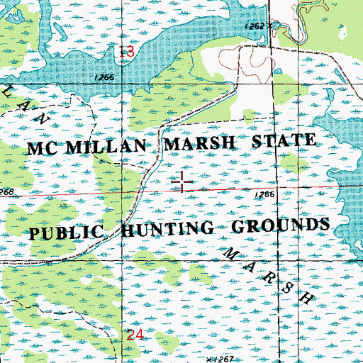 Topographic Map of McMillan Marsh State Public Hunting Grounds, WI
