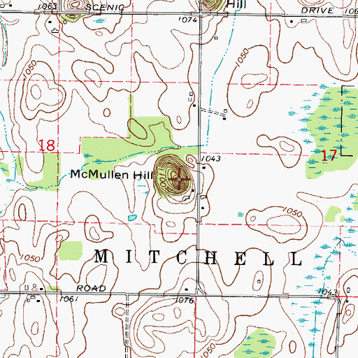 Topographic Map of McMullen Hill, WI