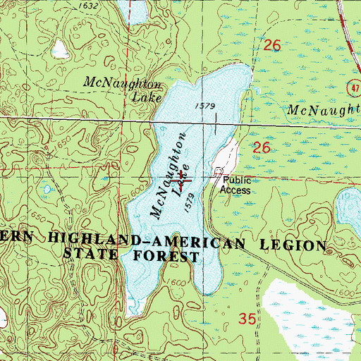 Topographic Map of McNaughton Lake, WI