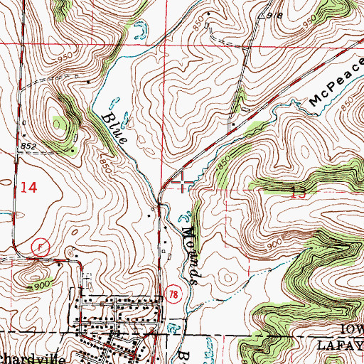 Topographic Map of McPeace Valley, WI