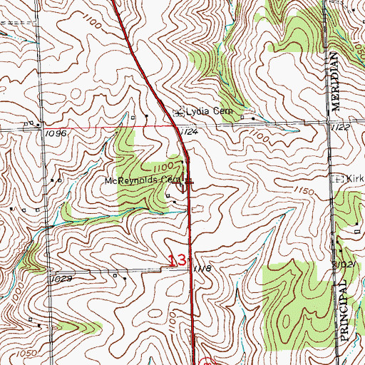Topographic Map of McReynolds Cemetery, WI