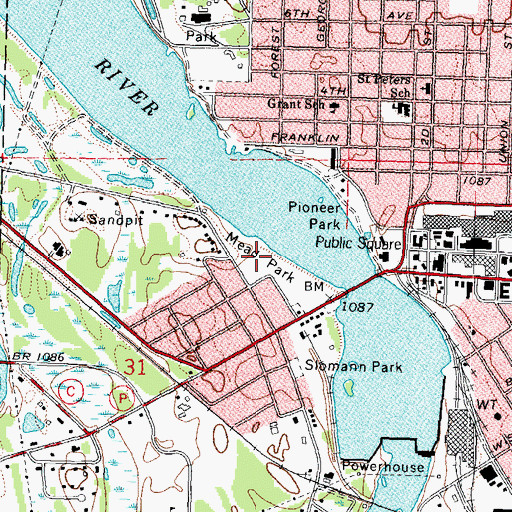 Topographic Map of Mead Park, WI