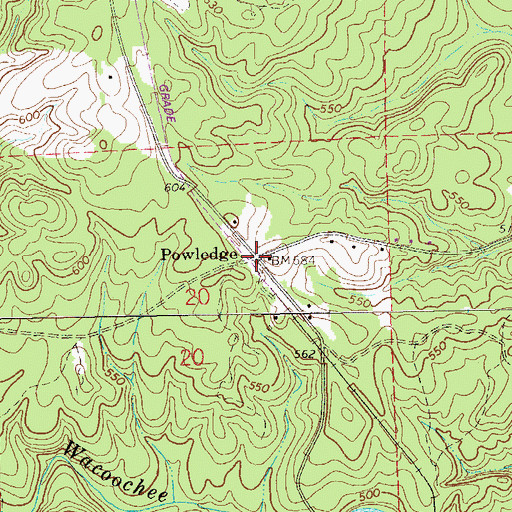 Topographic Map of Powledge, AL