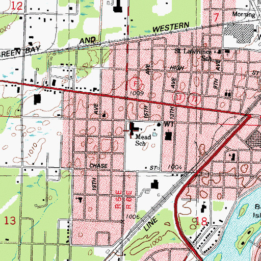 Topographic Map of Mead Elementary Charter School, WI