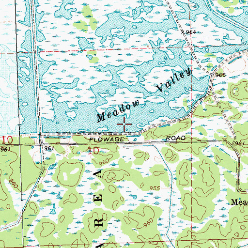 Topographic Map of Meadow Valley Flowage, WI