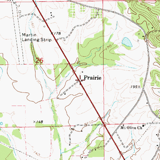 Topographic Map of Prairie, AL