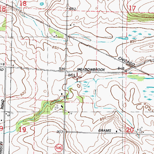Topographic Map of Meadowbrook School (historical), WI