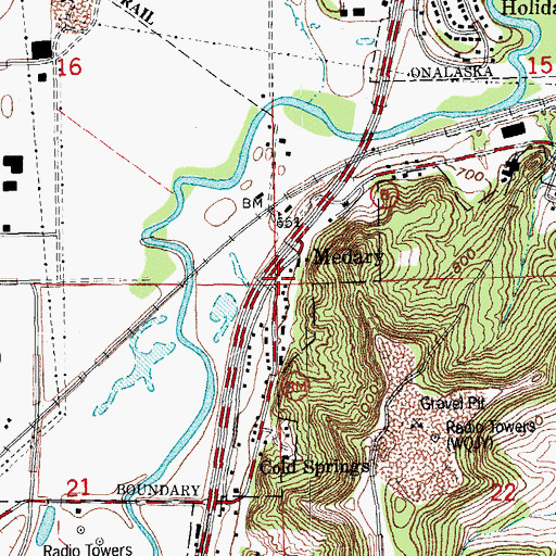 Topographic Map of Medary, WI