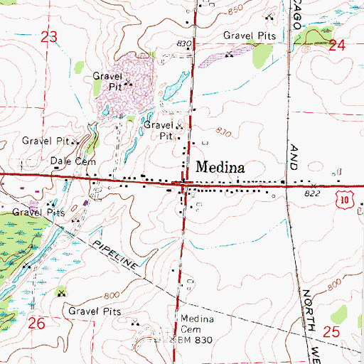 Topographic Map of Medina, WI
