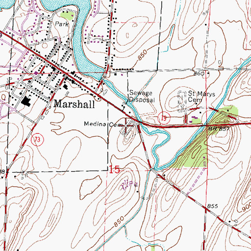 Topographic Map of Medina Cemetery, WI
