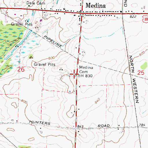 Topographic Map of Medina Cemetery, WI