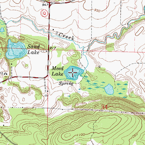 Topographic Map of Meed Lake, WI