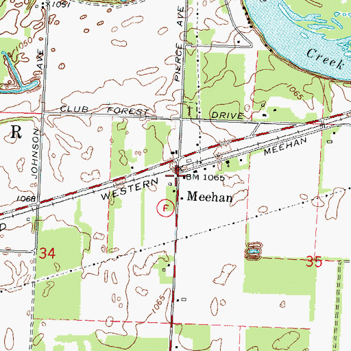 Topographic Map of Meehan, WI