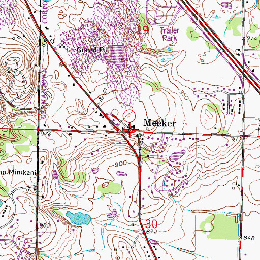 Topographic Map of Meeker, WI