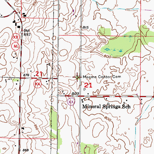 Topographic Map of Meeme Center Cemetery, WI
