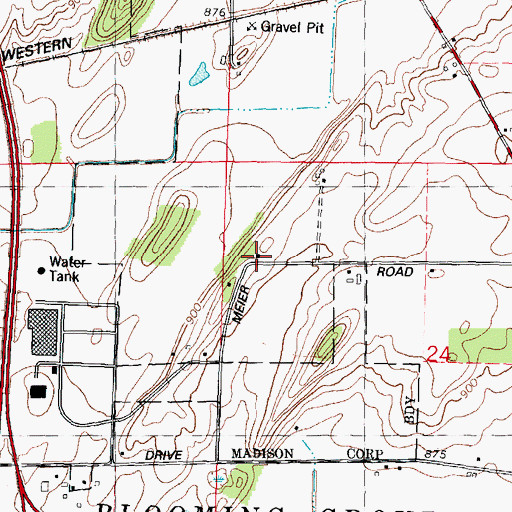 Topographic Map of Meier School, WI