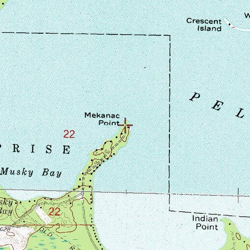 Topographic Map of Mekanac Point, WI