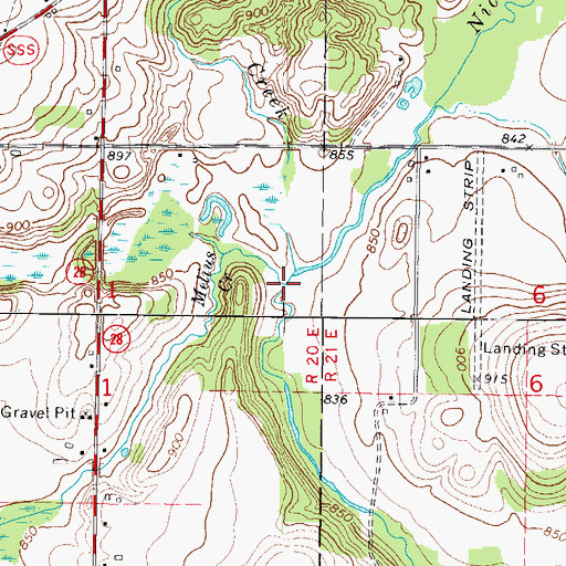 Topographic Map of Melius Creek, WI