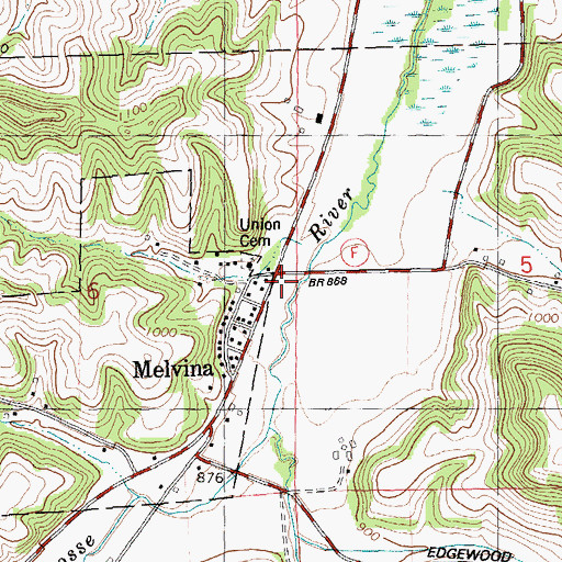 Topographic Map of Melvina, WI