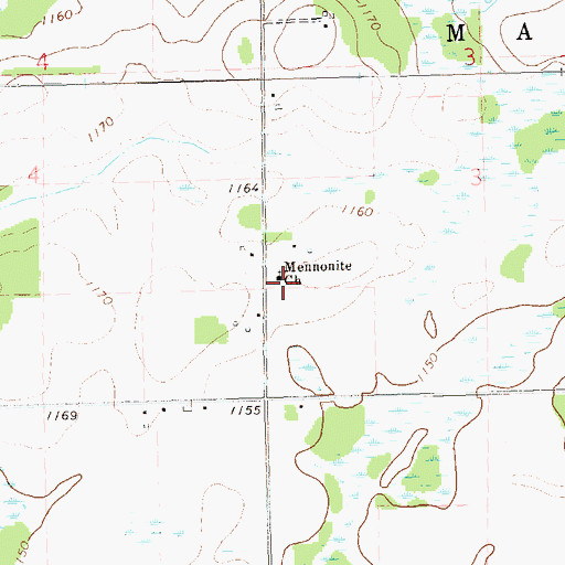 Topographic Map of Mennonite Church, WI