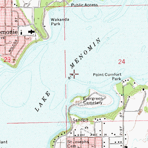 Topographic Map of Lake Menomin, WI