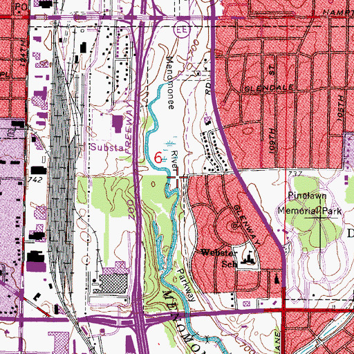 Topographic Map of Menomonee River Parkway, WI
