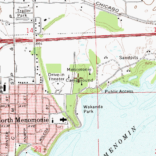 Topographic Map of Menomonie Campground, WI