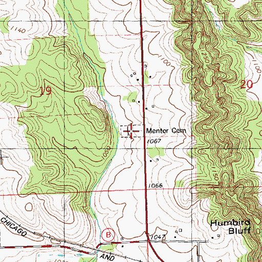Topographic Map of Mentor Cemetery, WI