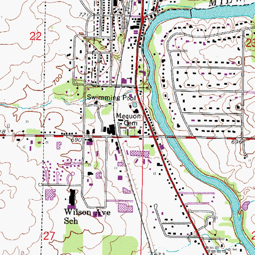 Topographic Map of Mequon Cemetery, WI