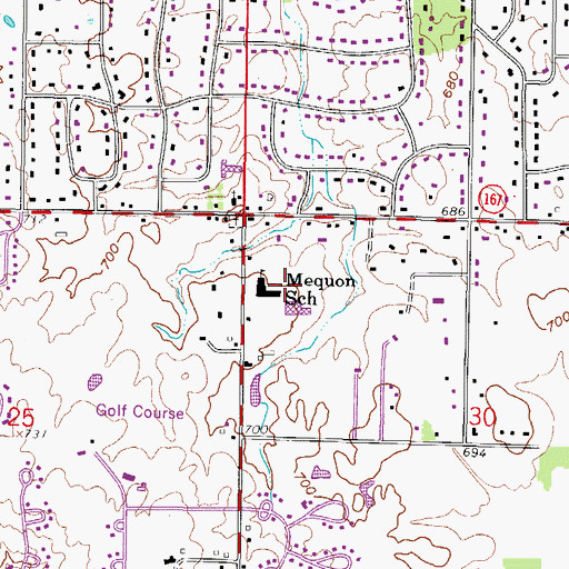 Topographic Map of Range Line Elementary School, WI