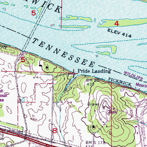Topographic Map of Pride Landing, AL