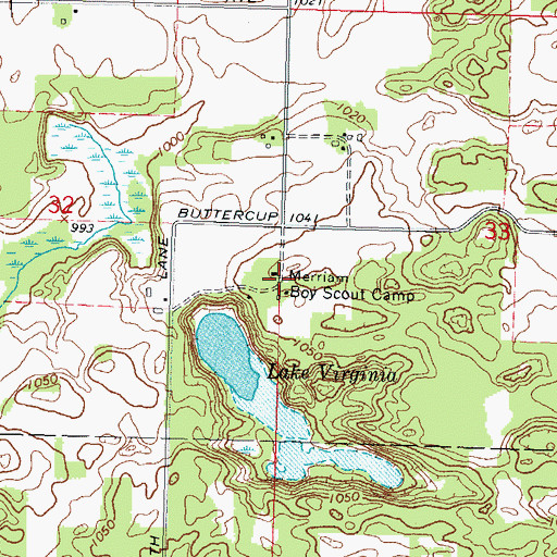Topographic Map of Merriam Boy Scout Camp, WI