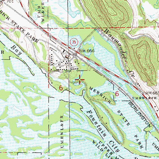 Topographic Map of Merrick State Park, WI