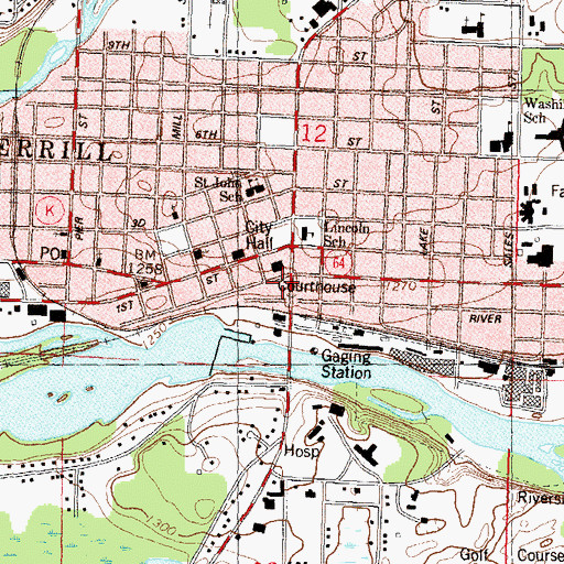Topographic Map of Merrill, WI