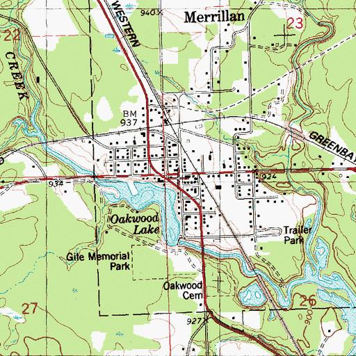 Topographic Map of Merrillan, WI